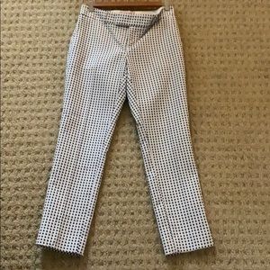 BR trouser pant. Cream and navy polka dot